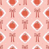 Seamless pattern of pumpkins and bows. graphics. vector