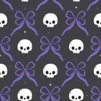 Halloween seamless pattern with skulls and bows. graphics. vector