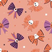 Orange seamless pattern with bows in Halloween style. graphics. vector