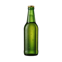 Refreshing Green Beer Bottle with Condensation on a Simple Background png