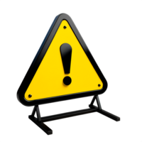 Warning Sign Board, 3d Yellow and black warning Alarm Triangle Sign with Exclamation mark, indicating caution, danger, and safety png