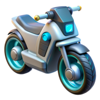 3d Cartoon Modern motorcycle icon, eco friendly bike, 3d render of a futuristic vehicle. png