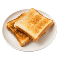 Two slices of toast on a white plate png