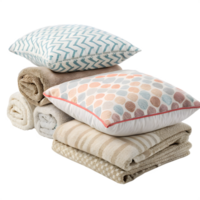A stack of pillows and blankets png