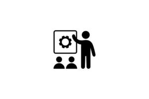 Instructor presenting technical concepts to an audience icon vector