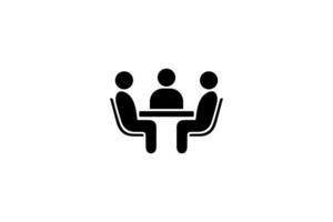 Icon of a Meeting with Three People Around a Table vector