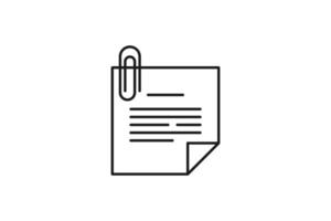 memo with paper clip icon line vector