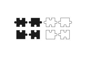 jigsaw Puzzle Pieces Icon Set and outline vector