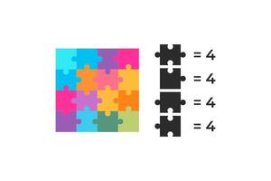 4x4 accurate jigsaw puzzle set with thin gaps ready to print vector