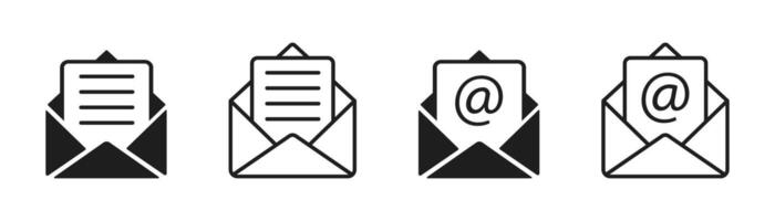 Mail or email icon set. Envelope symbol with letter. illustration vector