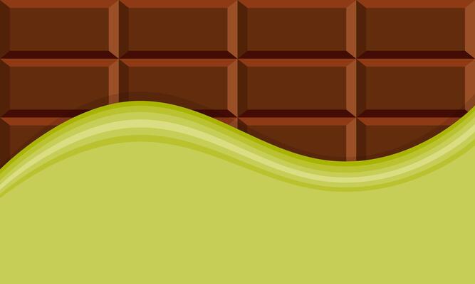 Dubai chocolate bar, label, wrapper, pistachio background with chocolate.
