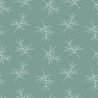 Olives branch pattern on pastel blue background. vector
