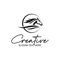 wave horse initial c logo design vector
