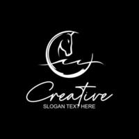 initial c wave horse idea logo design vector