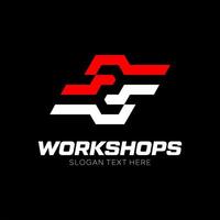 2 workshop keys logo design vector