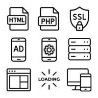 Website technology icons black and white icon illustration element vector