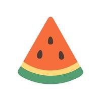 A slice of watermelon featuring a vibrant orange flesh with seeds light yellow rind and a green outer layer vector