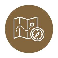 Map and compass on brown circle icon illustration element vector