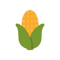 A yellow corn cob with a square texture green leaves around it isolated on a white background vector