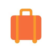 Orange suitcase with handle wheels on white background vector