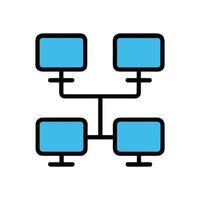 Linked computer displays form a network icon illustration element vector