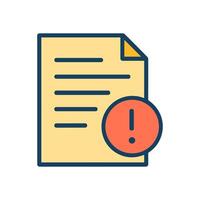 Document with a warning sign icon illustration element vector