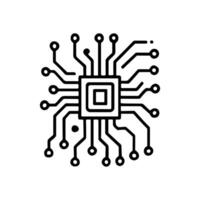 Circuit board pattern with central processor illustration design element vector