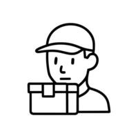 Delivery guy carries rectangular package illustration design element vector