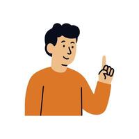 Man points a finger upward illustration design element vector