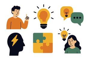 Creative collaboration brainstorming generating ideas illustration design element vector