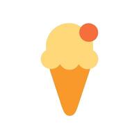 An ice cream cone with a scoop of yellow ice cream topped with an orange cherry vector