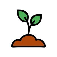 Tiny sprout emerges from dark soil icon illustration element vector