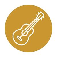 Golden circle features a simple ukulele icon illustration element vector