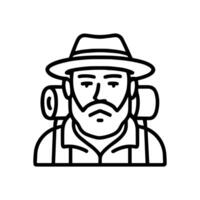Bearded backpacker in a hat illustration design element vector