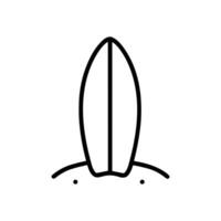 Surfboard standing upright in the sand illustration design element vector