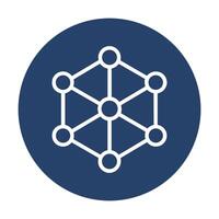 Abstract network within blue circle icon illustration element vector