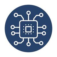 Simplified computer chip icon in circle icon illustration element vector