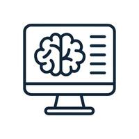 Computer screen displays brain image illustration design element vector