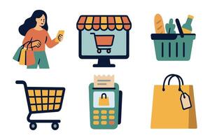 Modern Shopping Experience with Tech illustration design element vector