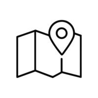 Folded map with location marker illustration design element vector