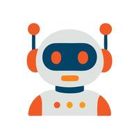 Cartoonstyle robot with rounded features orange accents and a minimalist design flat design illustration vector