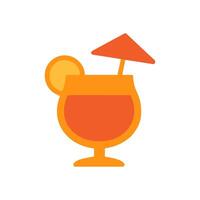 A stylized orange cocktail with a wedge of fruit and a tiny umbrella on a white background vector