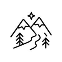 Minimalist mountain vista with river illustration design element vector
