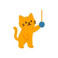 Playful cat batting at toy illustration design element vector
