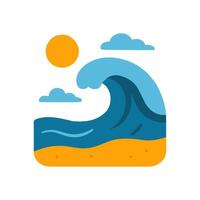 Simplified beach scene with rolling wave illustration design element vector