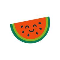 Smiling watermelon wedge with happy face illustration design element vector