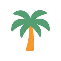 A green palm tree with a tan trunk stands against a white background vector