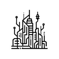 Futuristic cityscape with technological elements illustration design element vector