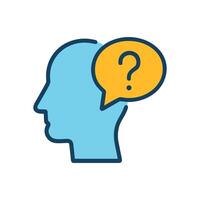 Thoughtful Head Questioning mind bubble icon illustration element vector