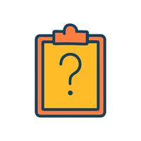An orange clipboard with a question mark icon illustration element vector